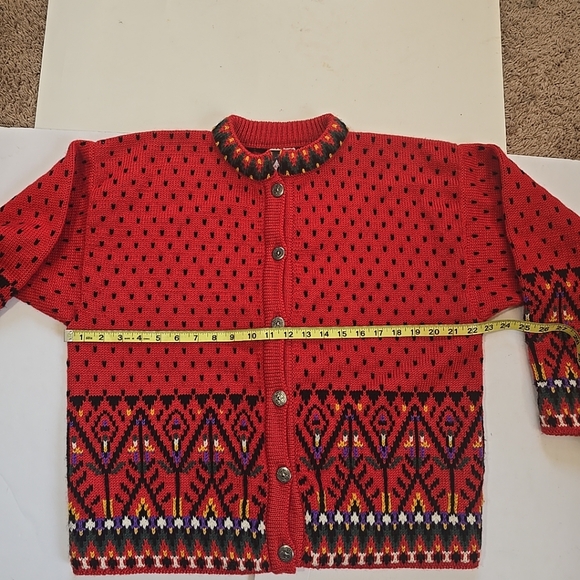 Dale Of Norway Womens Nordic Red Patterned Cardigan Size L Beauty!! - Picture 9 of 12